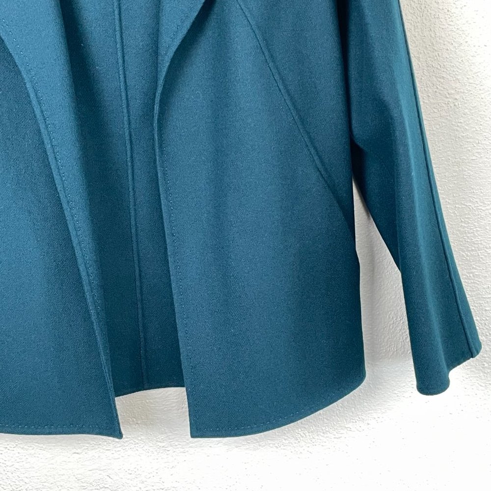 Talbots Women's Dark Teal 100% Wool Open Front Jacket w/Pockets - Picture 3 of 5
